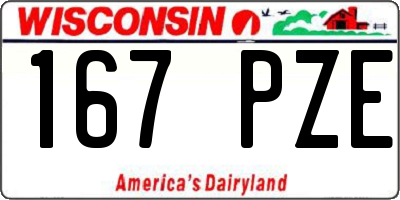 WI license plate 167PZE