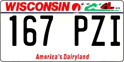 WI license plate 167PZI