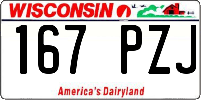 WI license plate 167PZJ