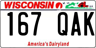 WI license plate 167QAK