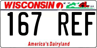 WI license plate 167REF