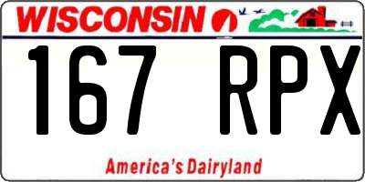 WI license plate 167RPX