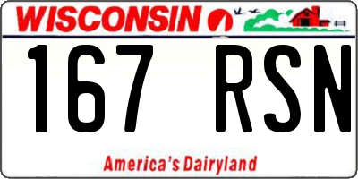 WI license plate 167RSN