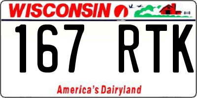 WI license plate 167RTK