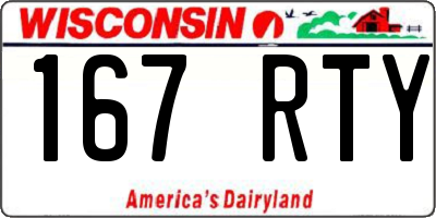 WI license plate 167RTY