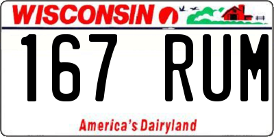 WI license plate 167RUM
