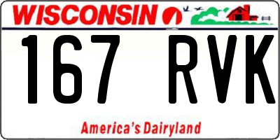 WI license plate 167RVK