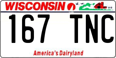 WI license plate 167TNC