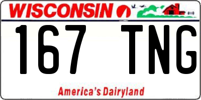 WI license plate 167TNG