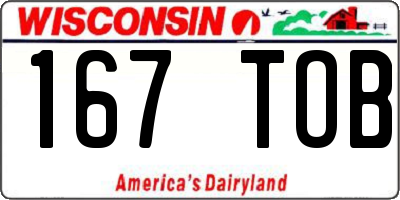 WI license plate 167TOB