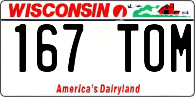 WI license plate 167TOM