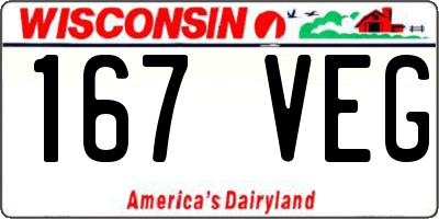 WI license plate 167VEG
