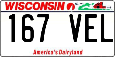 WI license plate 167VEL