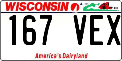 WI license plate 167VEX