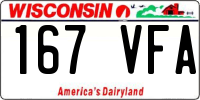 WI license plate 167VFA