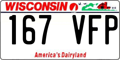 WI license plate 167VFP