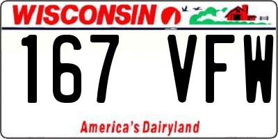 WI license plate 167VFW