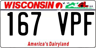 WI license plate 167VPF