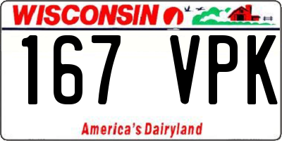 WI license plate 167VPK