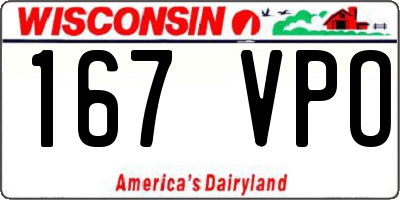 WI license plate 167VPO