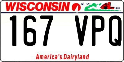 WI license plate 167VPQ