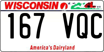 WI license plate 167VQC