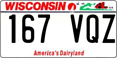 WI license plate 167VQZ
