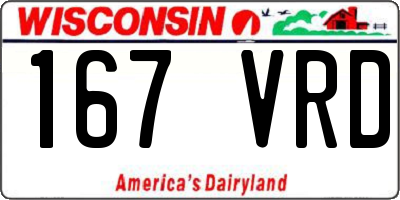WI license plate 167VRD