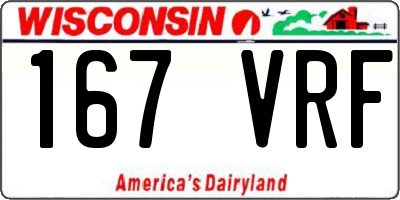 WI license plate 167VRF