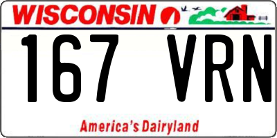 WI license plate 167VRN
