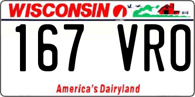 WI license plate 167VRO