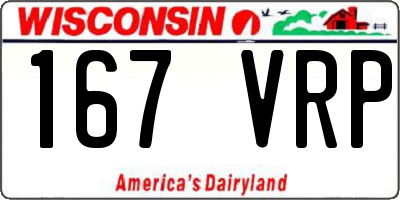 WI license plate 167VRP