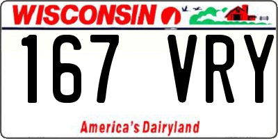 WI license plate 167VRY