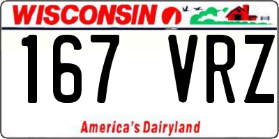 WI license plate 167VRZ