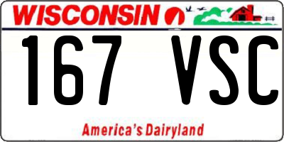 WI license plate 167VSC