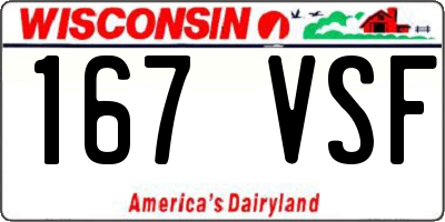 WI license plate 167VSF