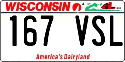 WI license plate 167VSL