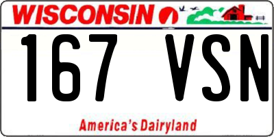 WI license plate 167VSN