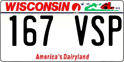 WI license plate 167VSP
