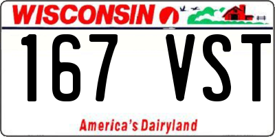WI license plate 167VST
