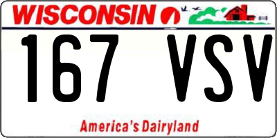 WI license plate 167VSV