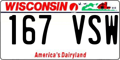 WI license plate 167VSW