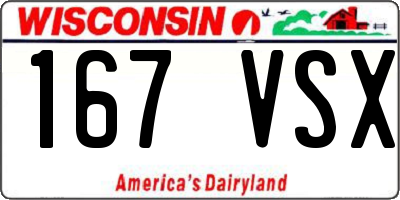WI license plate 167VSX