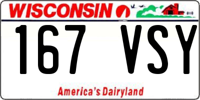 WI license plate 167VSY