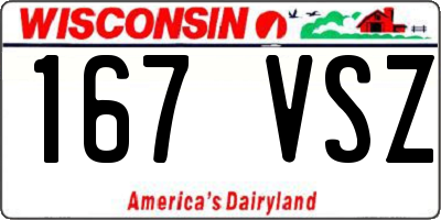 WI license plate 167VSZ