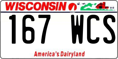 WI license plate 167WCS