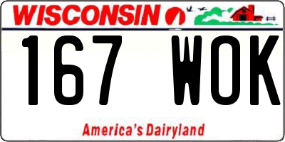WI license plate 167WOK