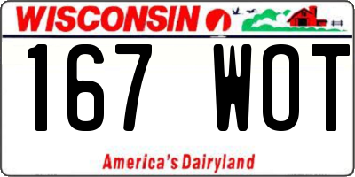 WI license plate 167WOT