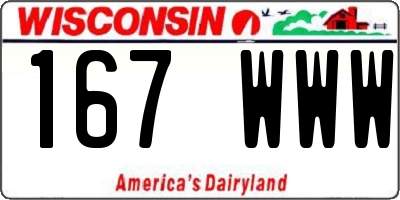 WI license plate 167WWW