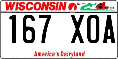 WI license plate 167XOA